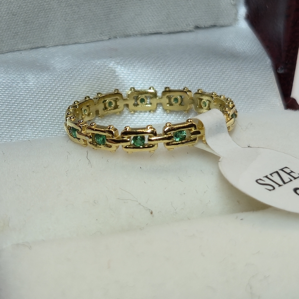Freida Rothman 14k Gold Over 925 SS Stackable Ring with Green Accents